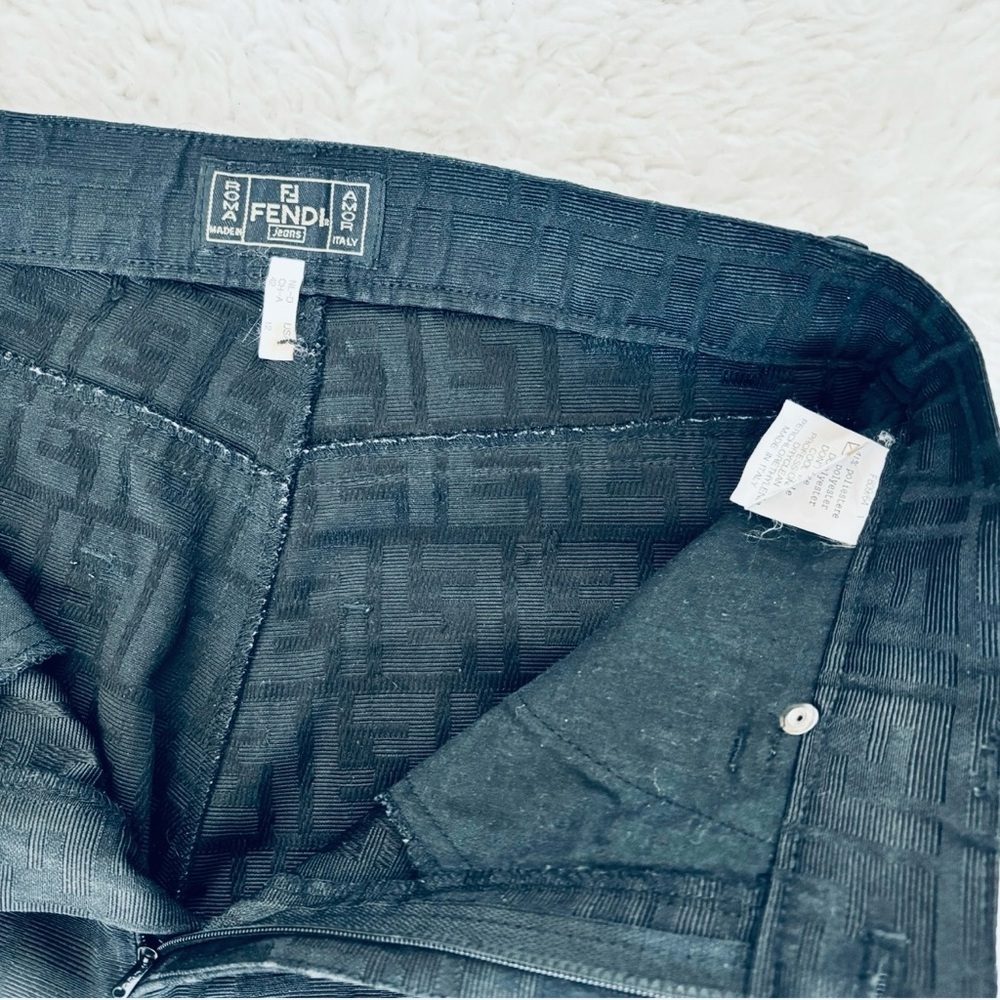 Fendi FF Logo Black High Rise Pants size EU 42 US 27-28 - Picture 7 of 15